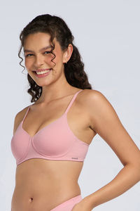 Amante Padded Non Wired Perforated T-Shirt Bra - Pink Dolphin — thumbnail 2